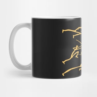 Golden Bowmen Minimalist Paleolithic Cave Art Bow Fight Mug